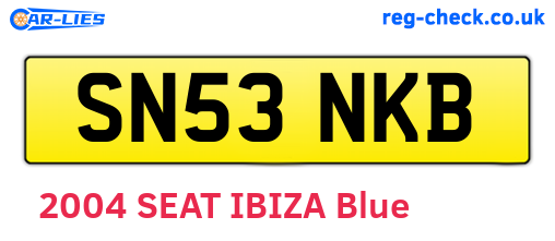 SN53NKB are the vehicle registration plates.