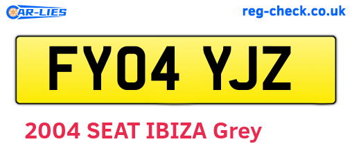 FY04YJZ are the vehicle registration plates.