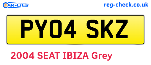 PY04SKZ are the vehicle registration plates.