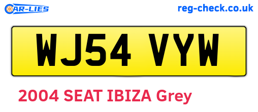 WJ54VYW are the vehicle registration plates.