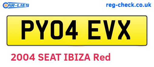 PY04EVX are the vehicle registration plates.
