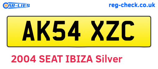 AK54XZC are the vehicle registration plates.