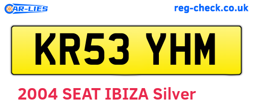 KR53YHM are the vehicle registration plates.