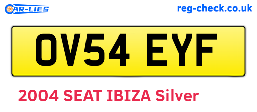 OV54EYF are the vehicle registration plates.