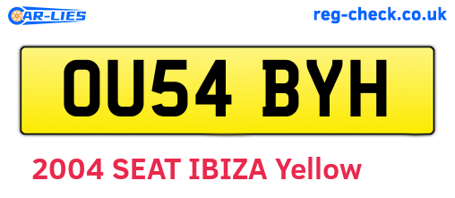 OU54BYH are the vehicle registration plates.