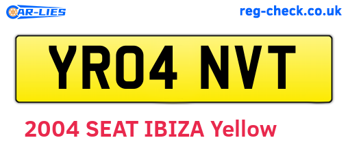 YR04NVT are the vehicle registration plates.