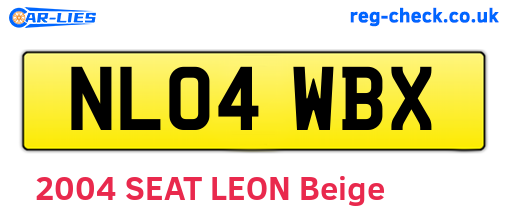 NL04WBX are the vehicle registration plates.