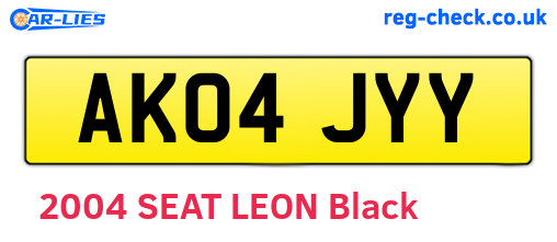 AK04JYY are the vehicle registration plates.