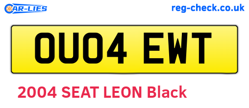OU04EWT are the vehicle registration plates.