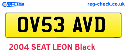 OV53AVD are the vehicle registration plates.