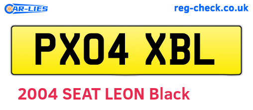 PX04XBL are the vehicle registration plates.