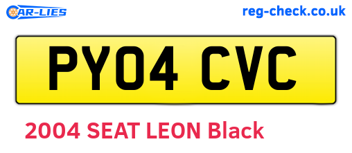 PY04CVC are the vehicle registration plates.