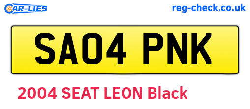 SA04PNK are the vehicle registration plates.