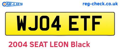 WJ04ETF are the vehicle registration plates.