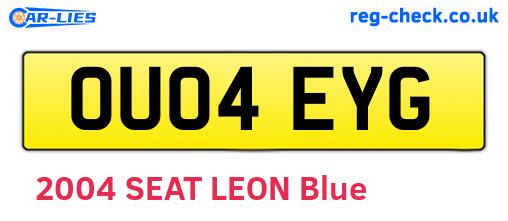 OU04EYG are the vehicle registration plates.