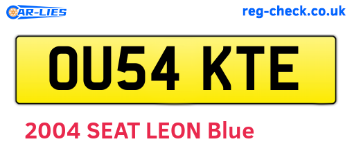 OU54KTE are the vehicle registration plates.