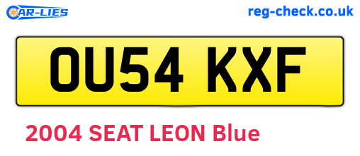 OU54KXF are the vehicle registration plates.