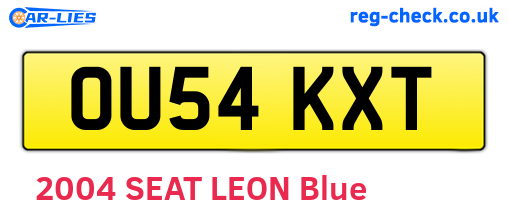 OU54KXT are the vehicle registration plates.