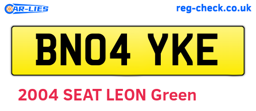 BN04YKE are the vehicle registration plates.