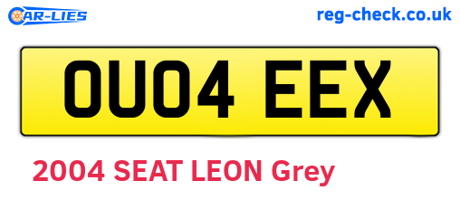 OU04EEX are the vehicle registration plates.
