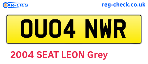 OU04NWR are the vehicle registration plates.