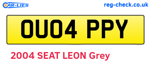 OU04PPY are the vehicle registration plates.