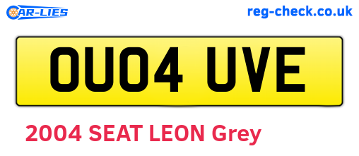 OU04UVE are the vehicle registration plates.