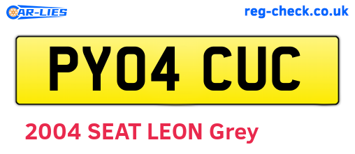 PY04CUC are the vehicle registration plates.