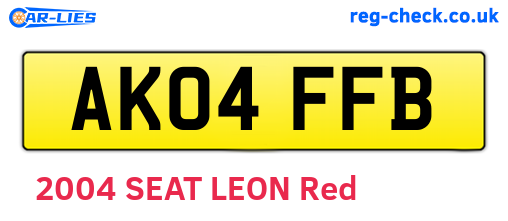 AK04FFB are the vehicle registration plates.