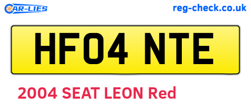 HF04NTE are the vehicle registration plates.
