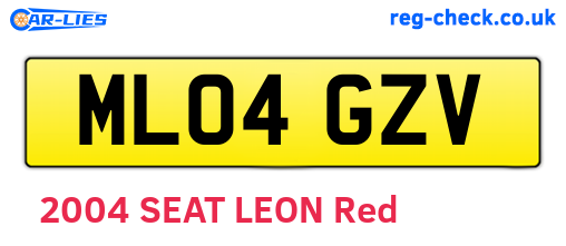 ML04GZV are the vehicle registration plates.