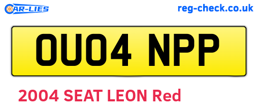 OU04NPP are the vehicle registration plates.