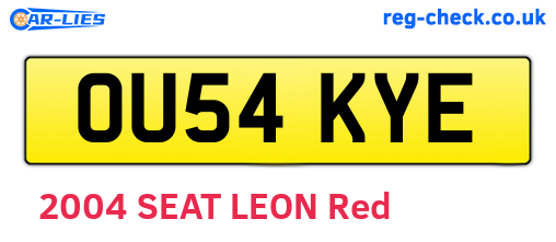 OU54KYE are the vehicle registration plates.