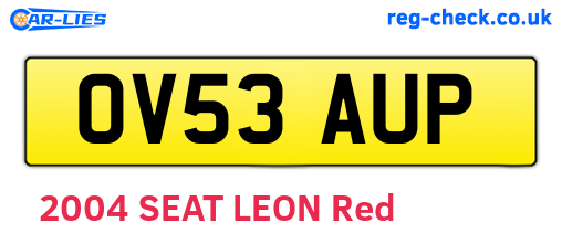 OV53AUP are the vehicle registration plates.