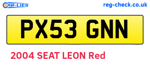 PX53GNN are the vehicle registration plates.