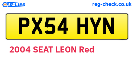 PX54HYN are the vehicle registration plates.