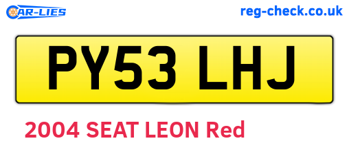 PY53LHJ are the vehicle registration plates.