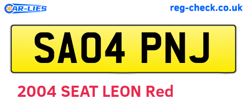 SA04PNJ are the vehicle registration plates.