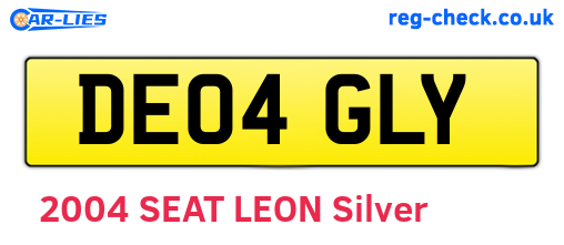 DE04GLY are the vehicle registration plates.