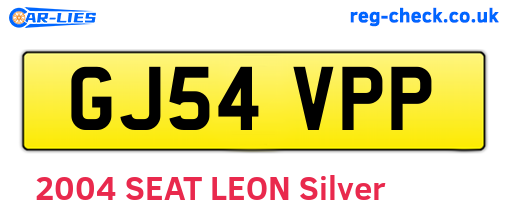 GJ54VPP are the vehicle registration plates.