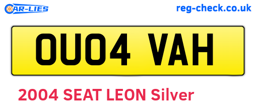 OU04VAH are the vehicle registration plates.