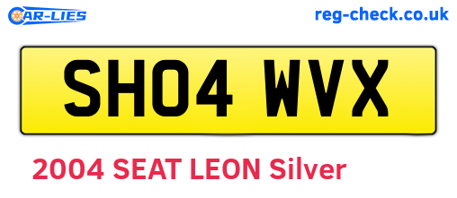 SH04WVX are the vehicle registration plates.