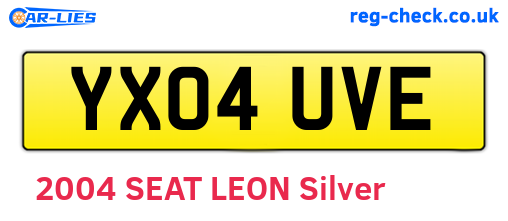 YX04UVE are the vehicle registration plates.