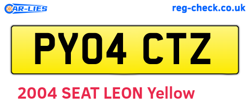 PY04CTZ are the vehicle registration plates.