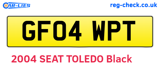 GF04WPT are the vehicle registration plates.