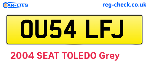 OU54LFJ are the vehicle registration plates.