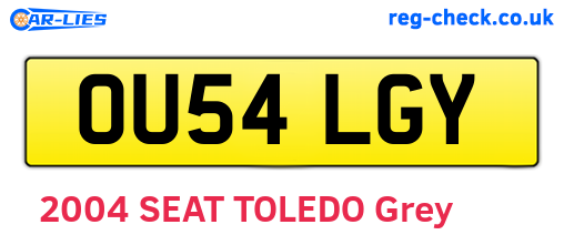 OU54LGY are the vehicle registration plates.