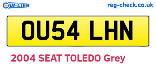 OU54LHN are the vehicle registration plates.
