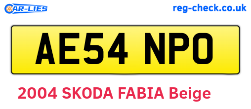 AE54NPO are the vehicle registration plates.