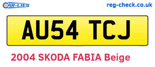 AU54TCJ are the vehicle registration plates.